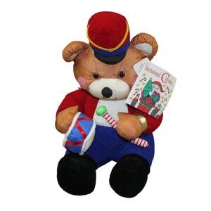 International Christmas Teddy Bear Drummer Boy 12" Nylon Silver Co Vintage 1993